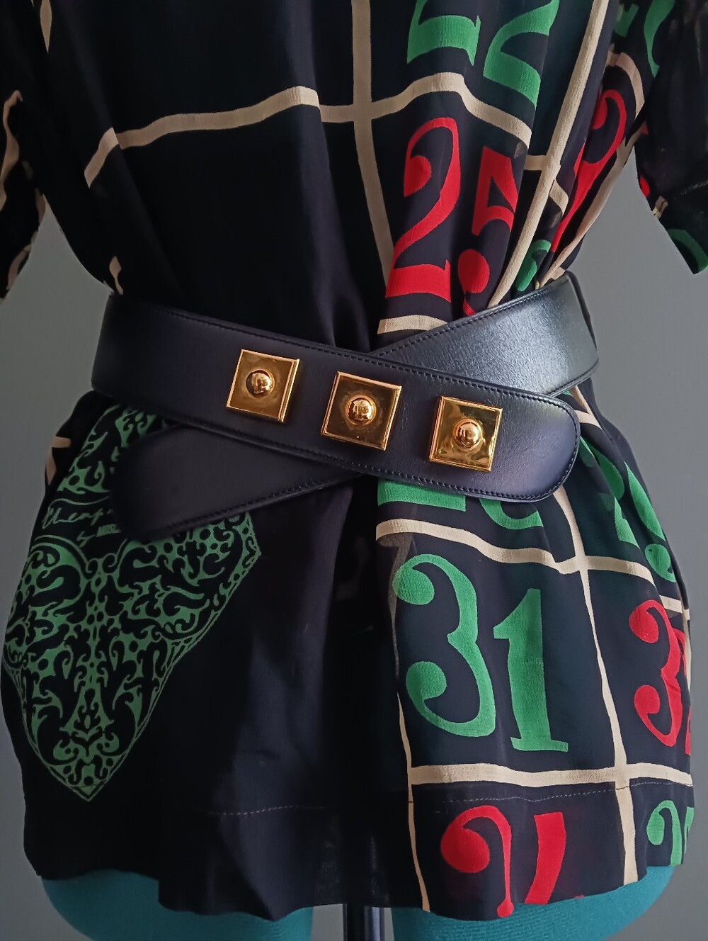 Hermes Vintage Classic Black Leather Waist Belt with Gold Square Buckles